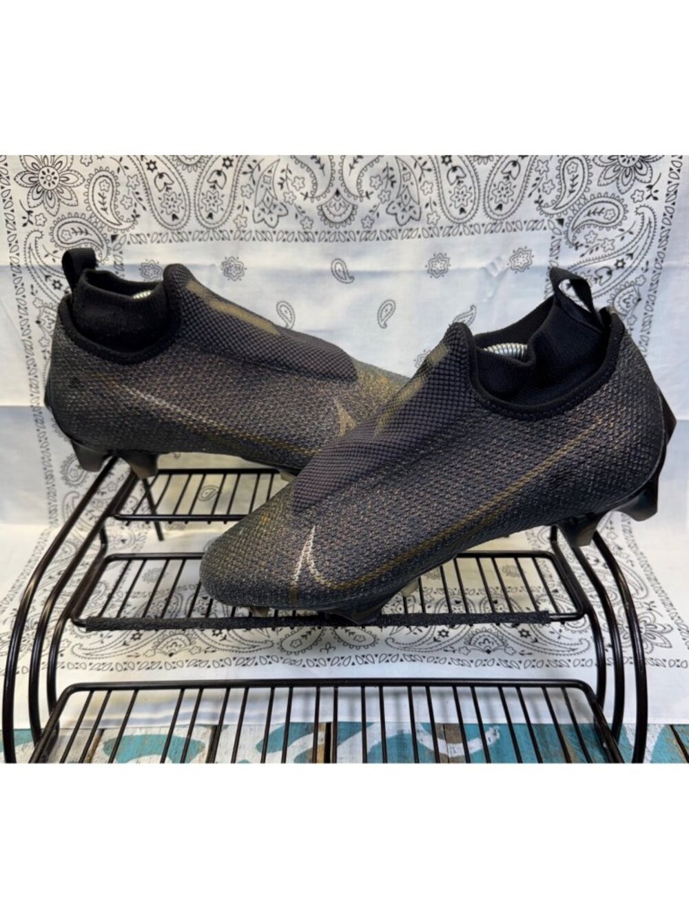 Nike Vapor Edge Pro 360 Mens Sz 7 Football Cleats Black/Gold AO8277-012